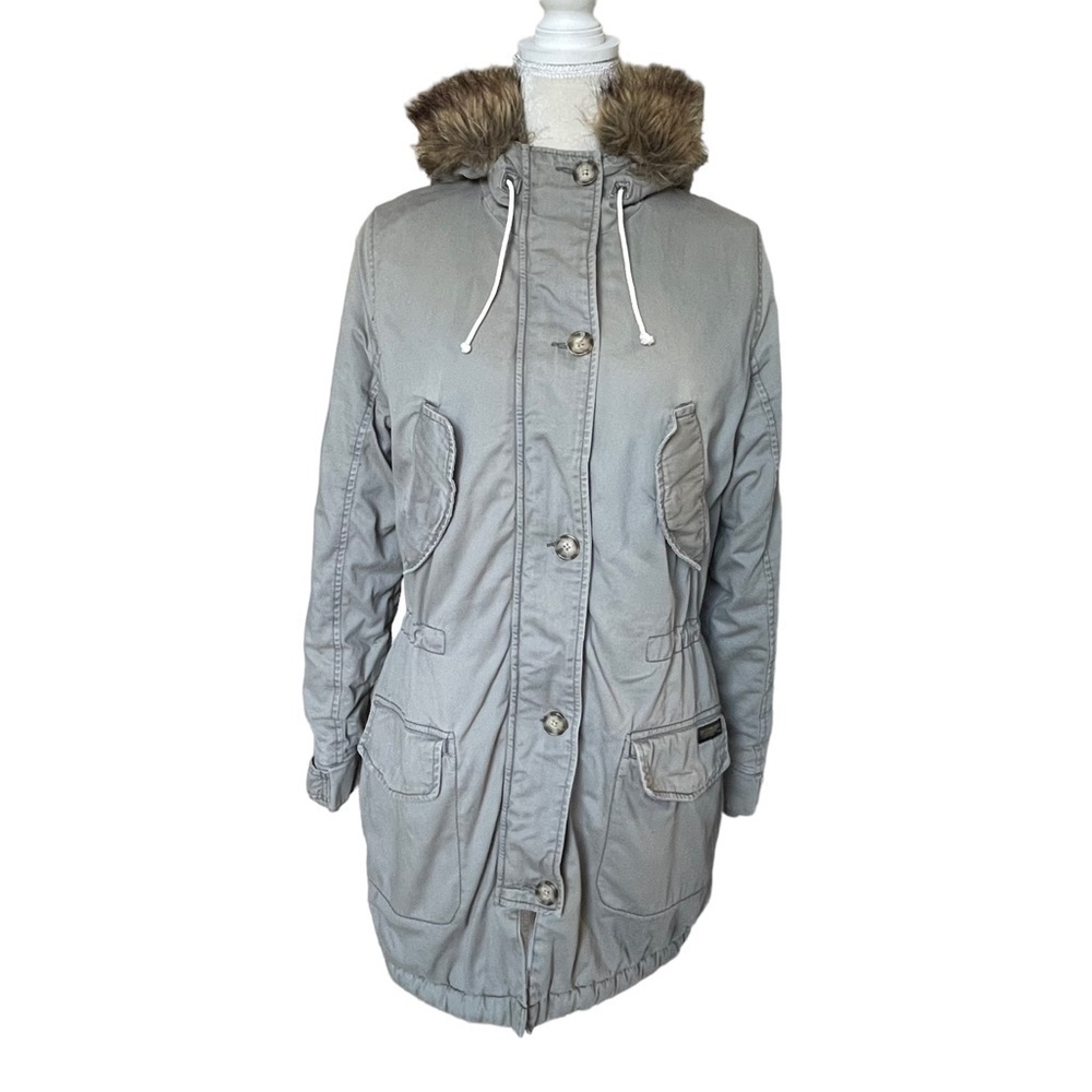 Abercrombie & Fitch Women’s Twill Faux Fur Sherpa Lined Parka Coat Size M
